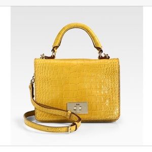 Kate Spade Yellow Carlyle Patent Crocodile Satchel